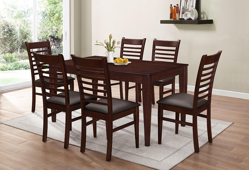 Solid Wood Table & 6 Chairs - in 2 Colors