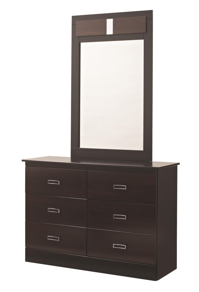 Hurley 6 Drawer Dresser & Mirror - Black w/ Colonial Cherry