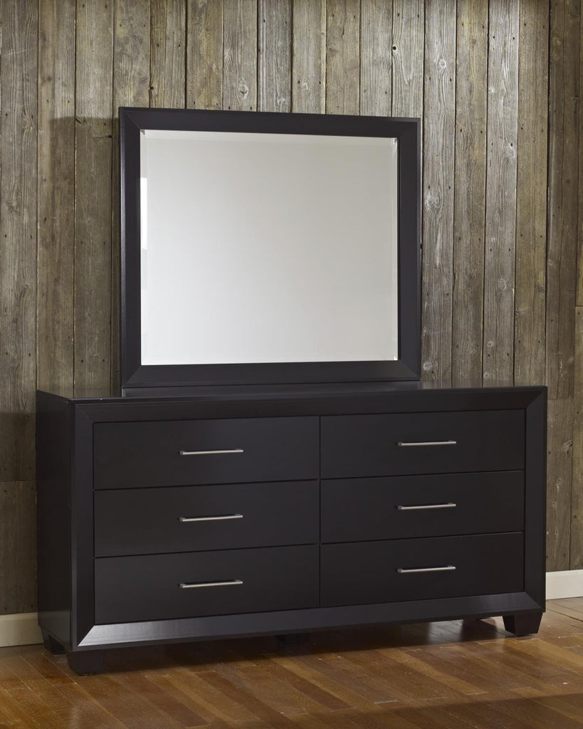 Hudson 6 Drawer Dresser w/ Mirror - Gloss Black