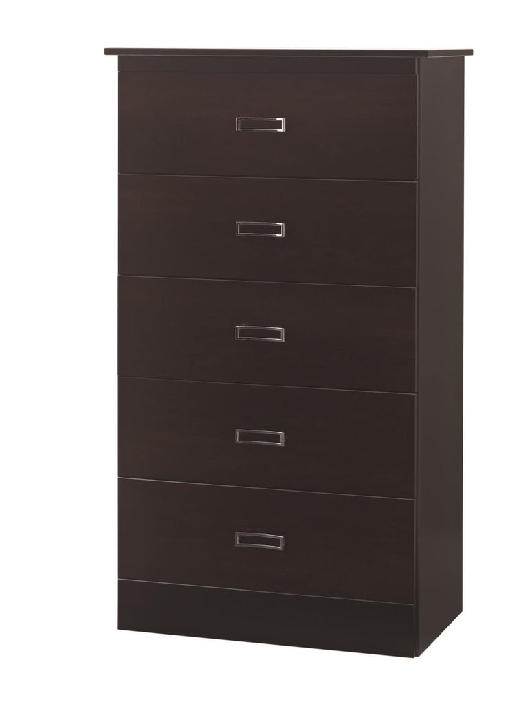 Hurley 5 Drawer Chest - Black w/ Colonial Cherry