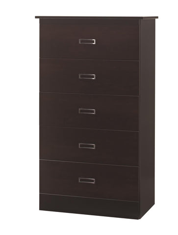 Hurley 5 Drawer Chest - Black w/ Colonial Cherry