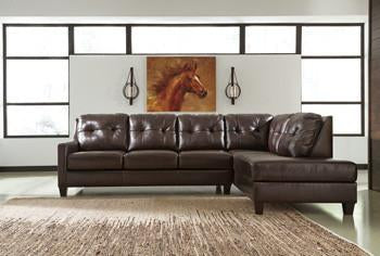 O' Kean Leather Sofa Chaise - Mahogany