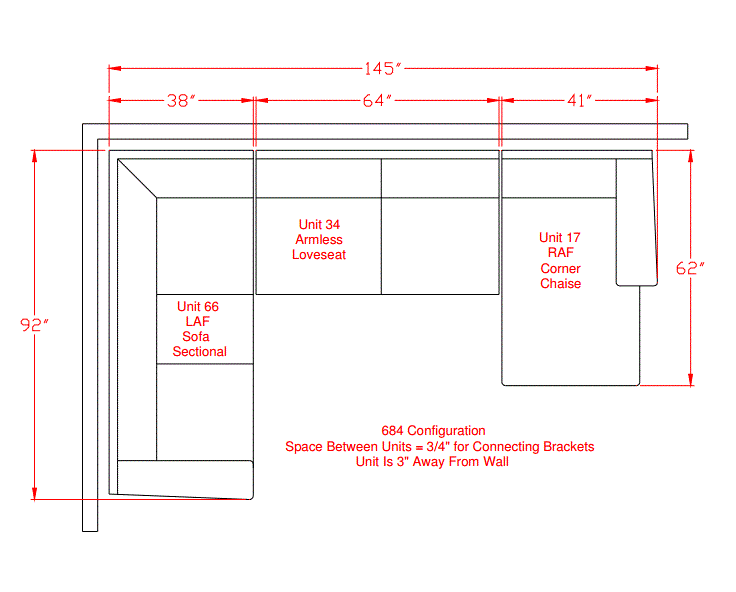 Vista Chocolate Sectional - 3 Piece