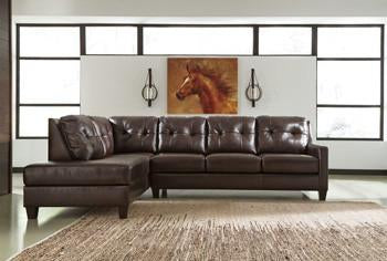 O' Kean Leather Sofa Chaise - Mahogany